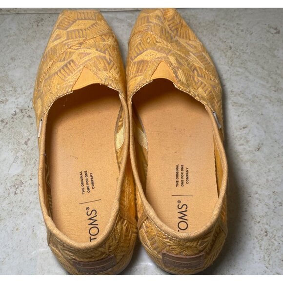 Toms Womens Yellow Embroidered Semi-sheer Slip-On Shoes Casual Boho Cottagecore - Picture 4 of 10